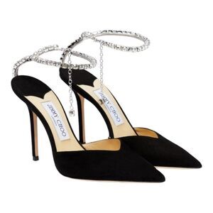 Jimmy Choo Saeda 100 suede Crystal pumps‎ In Black EU 37